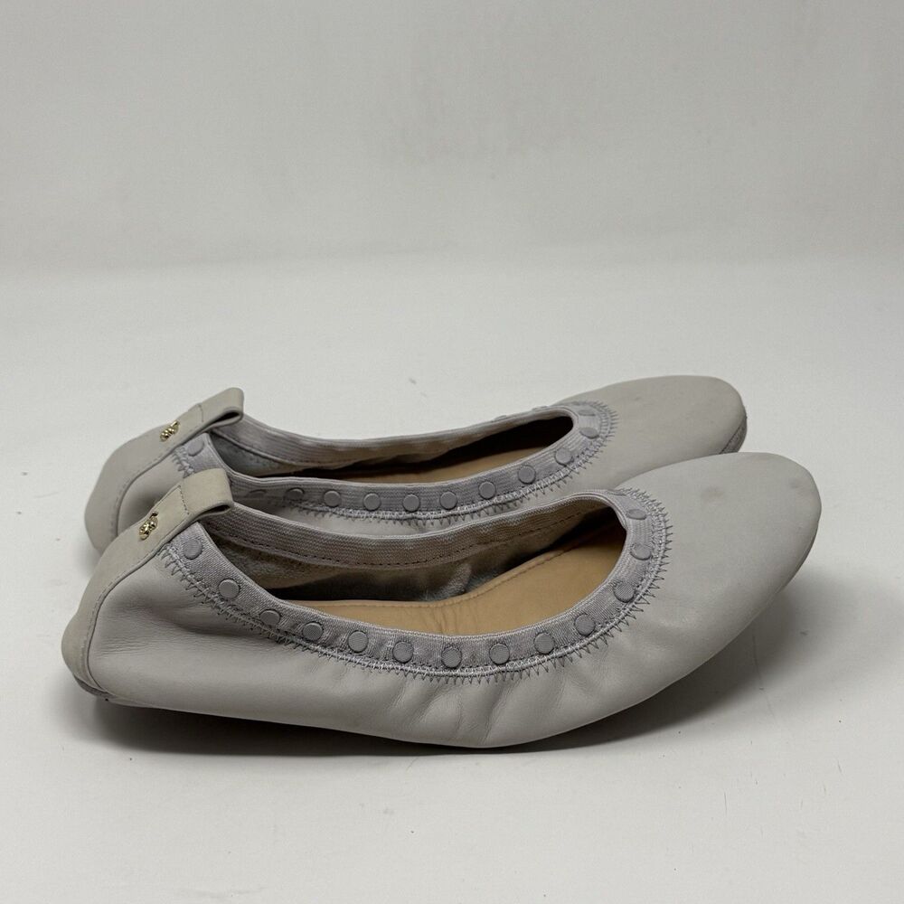 Yosi Samra YS Ballet Flats Womens 8 Nude Gray Leather Slip On Foldable Comfort